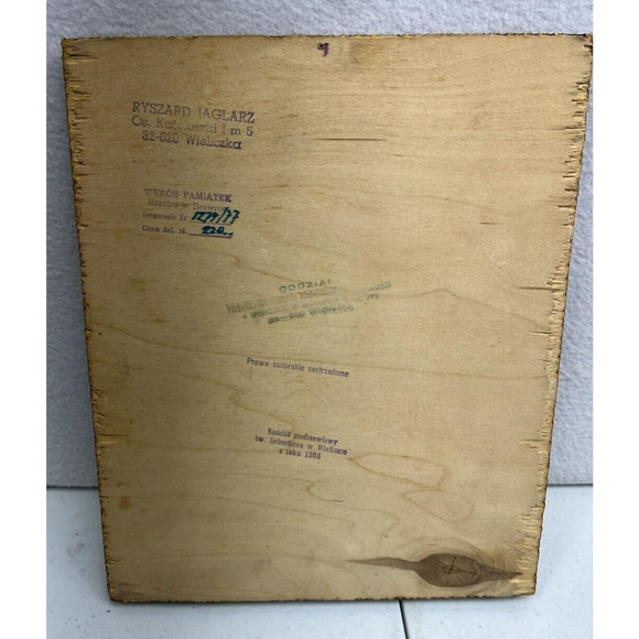 Handmade‎ Polish Wood Folk Art Picture Wyrob Reczny Wielickza Salt Mine Poland - Picture 5 of 9